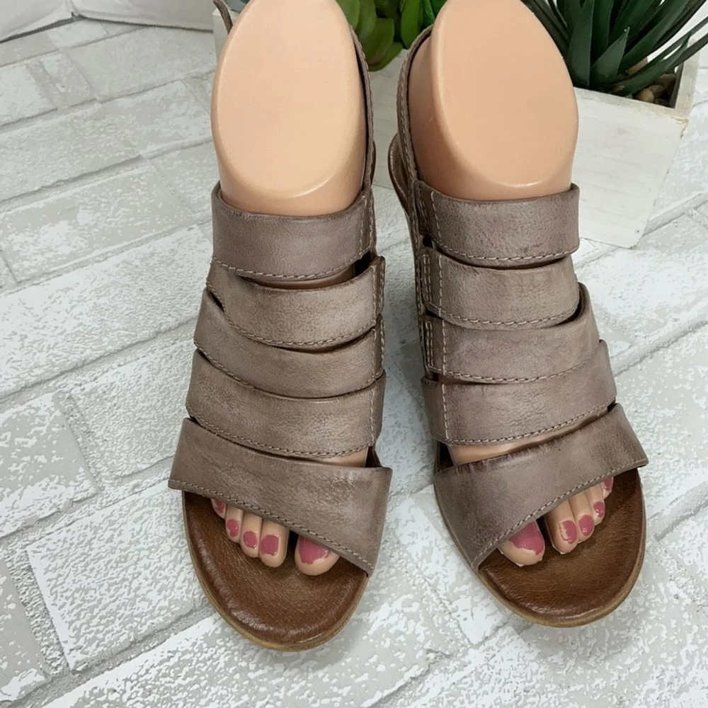 Miz Mooz Taupe Wedge Sandals